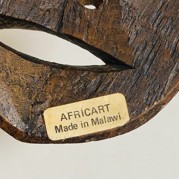 Authentic AFRICART Guro Mask with horns and Seated Divinity 10" Made in Malawi. - Picture 16 of 16